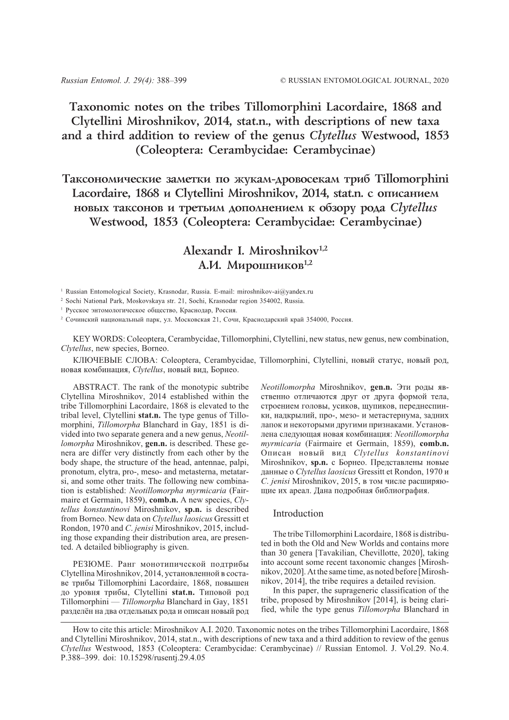 Taxonomic Notes on the Tribes Tillomorphini Lacordaire, 1868 And