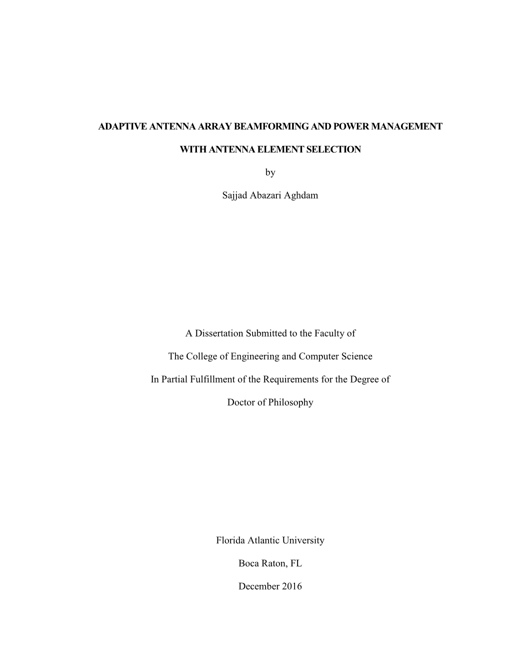 Adaptive Antenna Array Beamforming and Power Management