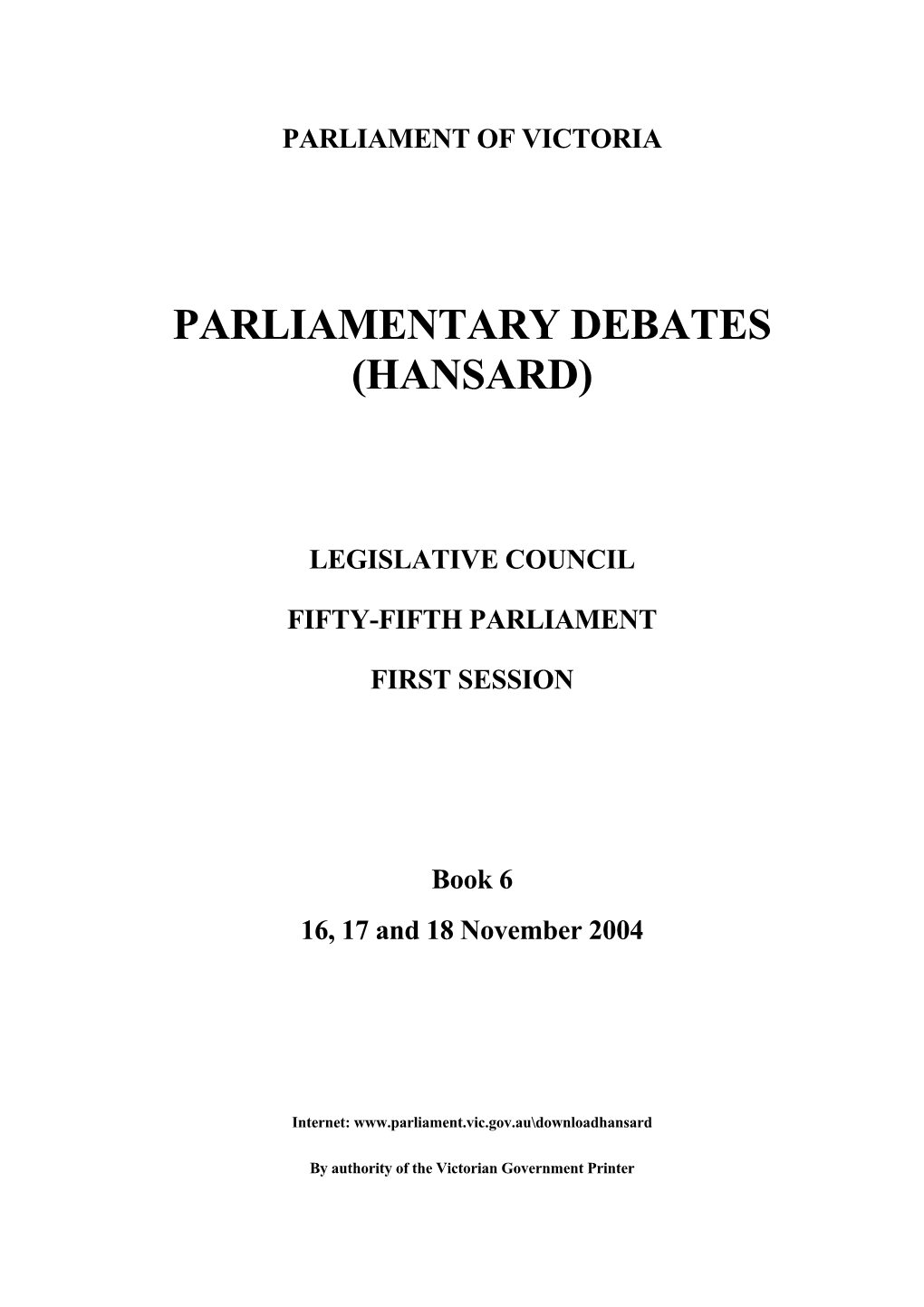 Book 6 16, 17 and 18 November 2004