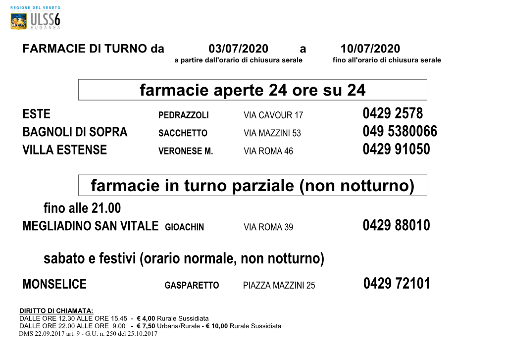 Farmacie Aperte 24 Ore Su 24 Farmacie in Turno Parziale (Non Notturno)