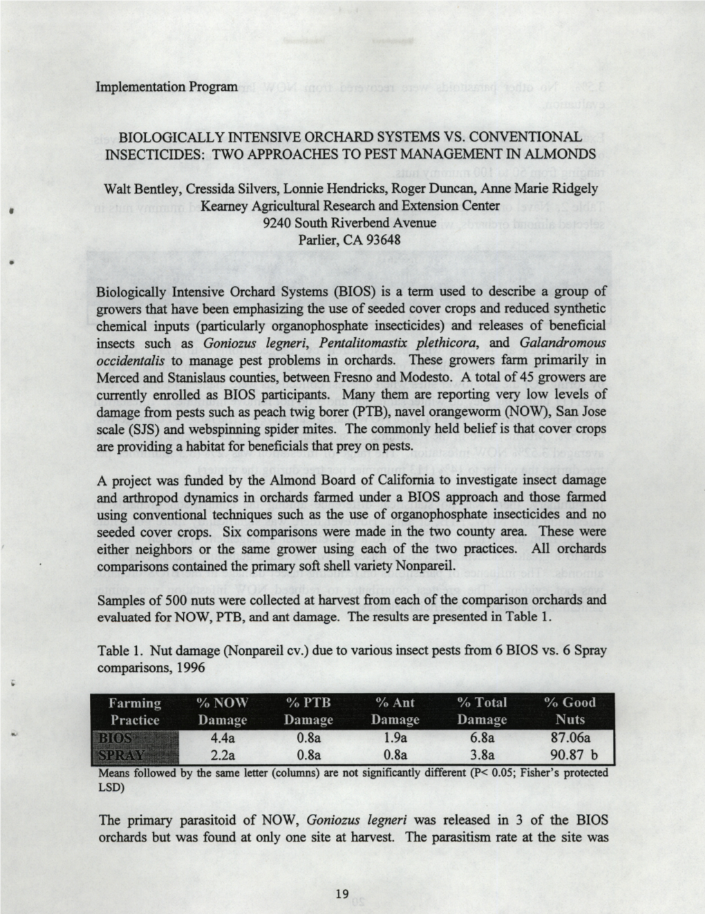 Biologically Intensive Orchard Systems (BIOS) Is a Term Used To