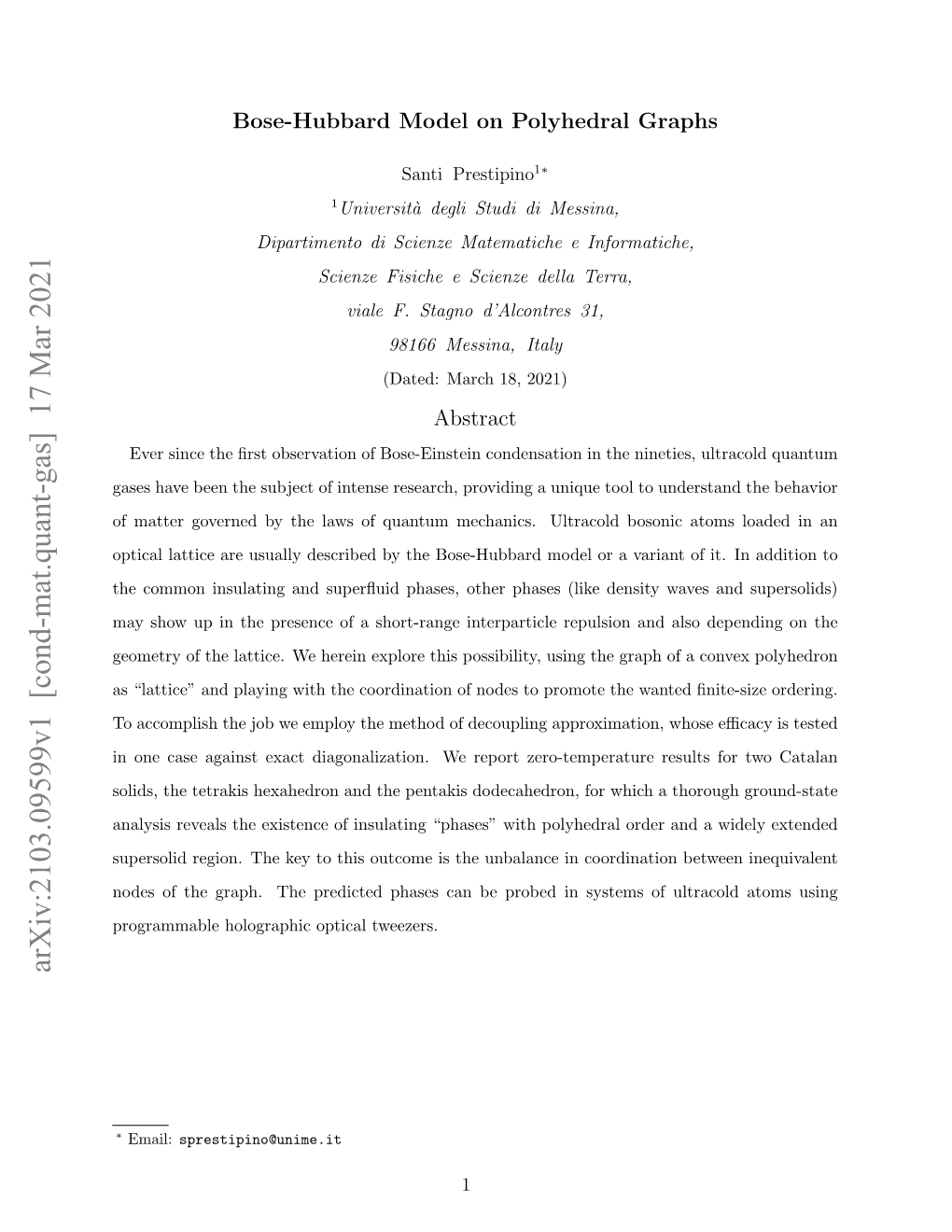 Arxiv:2103.09599V1 [Cond-Mat.Quant-Gas] 17 Mar 2021