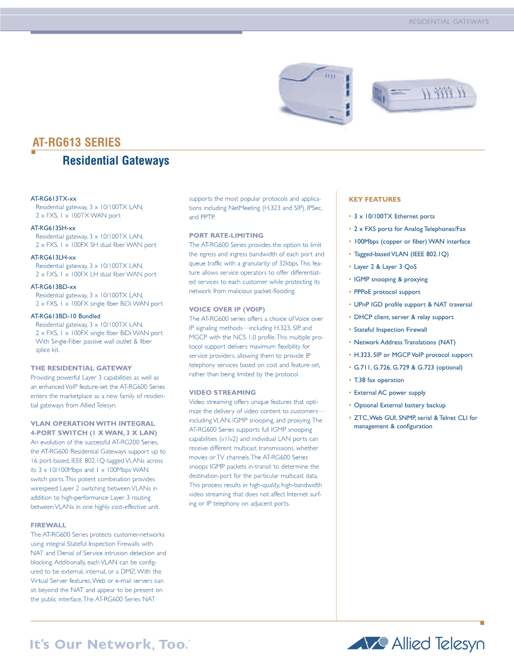 AT-RG613 SERIES Residential Gateways