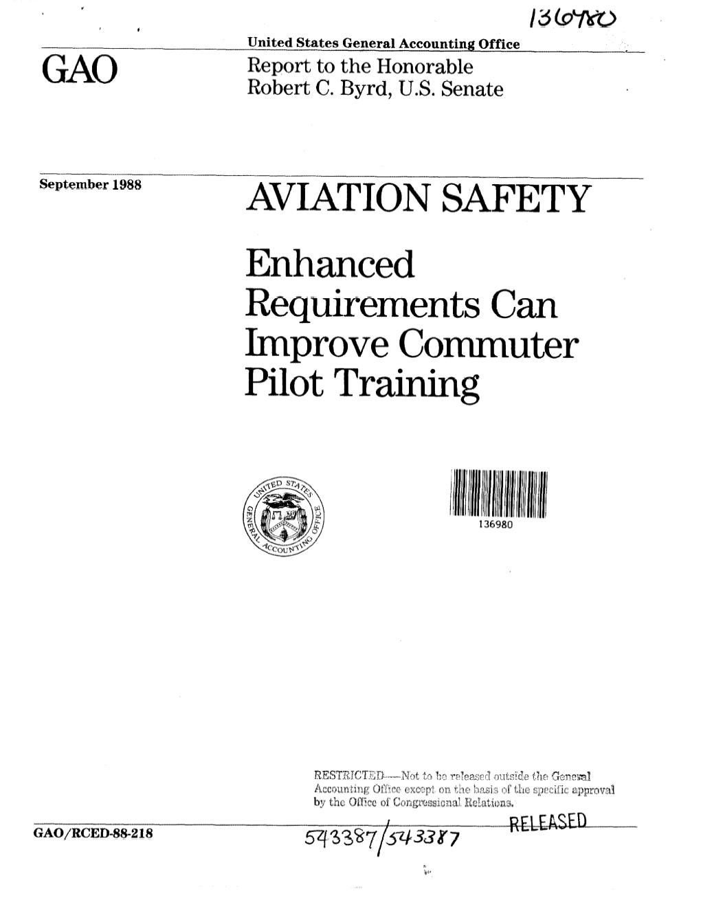 RCED-88-218 Aviation Safety