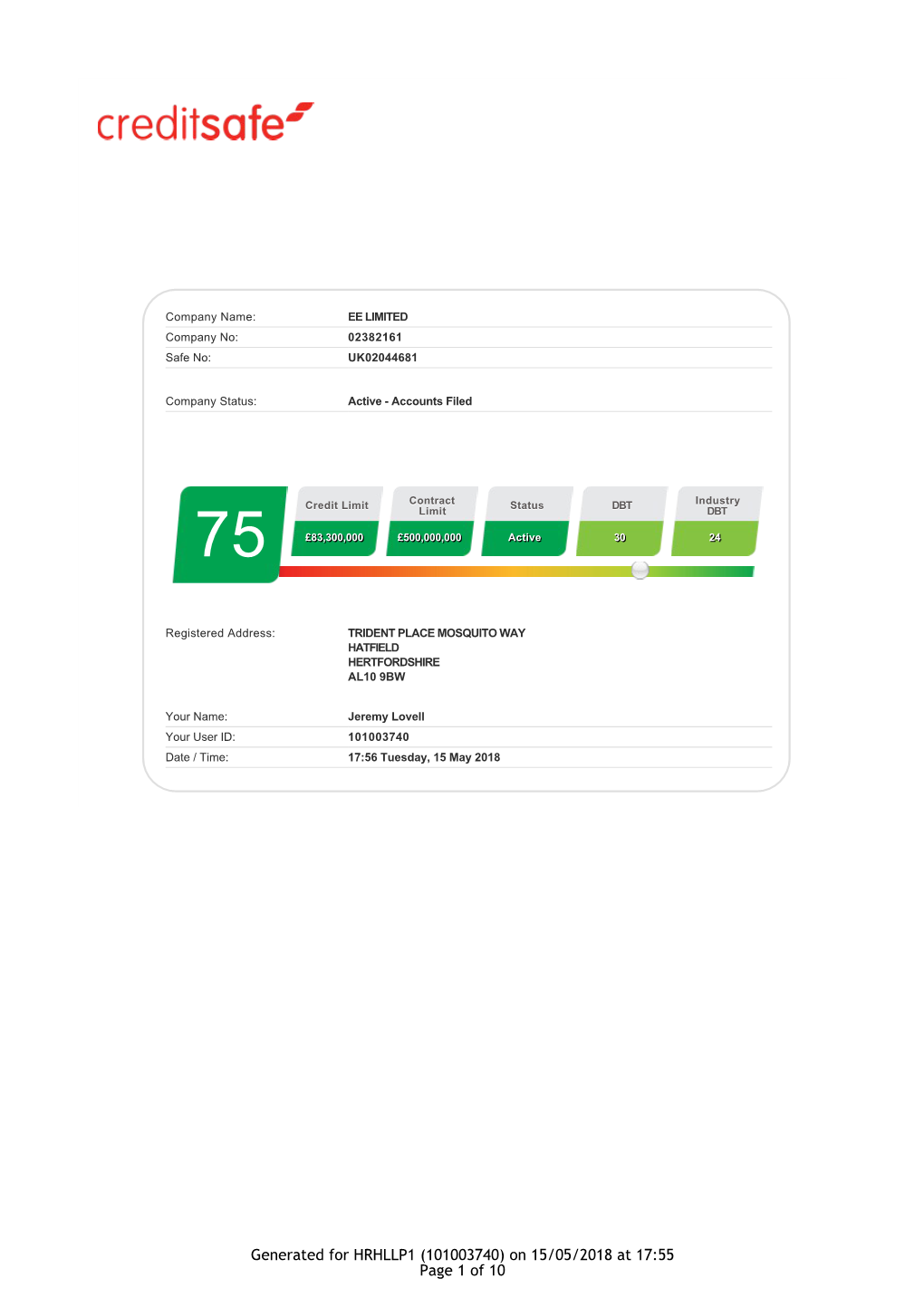 Creditsafe UK Limited Company Report