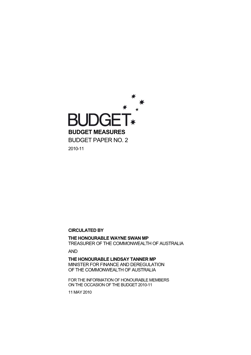Budget Measures Budget Paper No