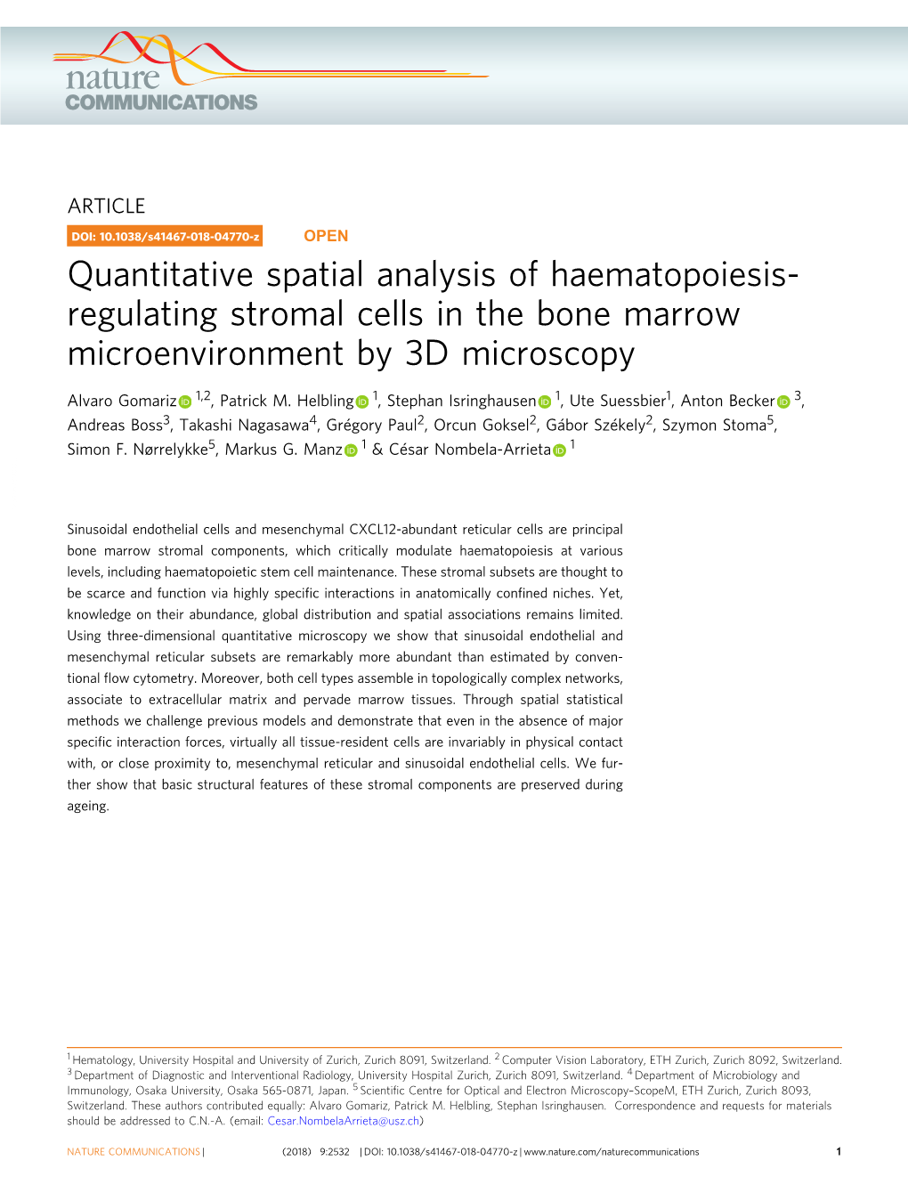 Quantitative Spatial Analysis of Haematopoiesis-Regulating Stromal