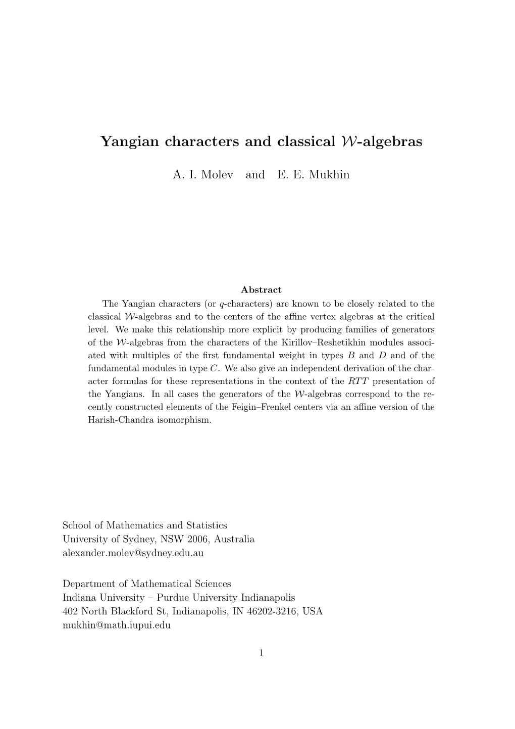 Yangian Characters and Classical W-Algebras