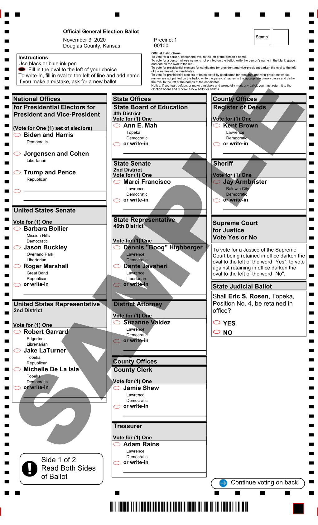 Side 1 of 2 Read Both Sides of Ballot