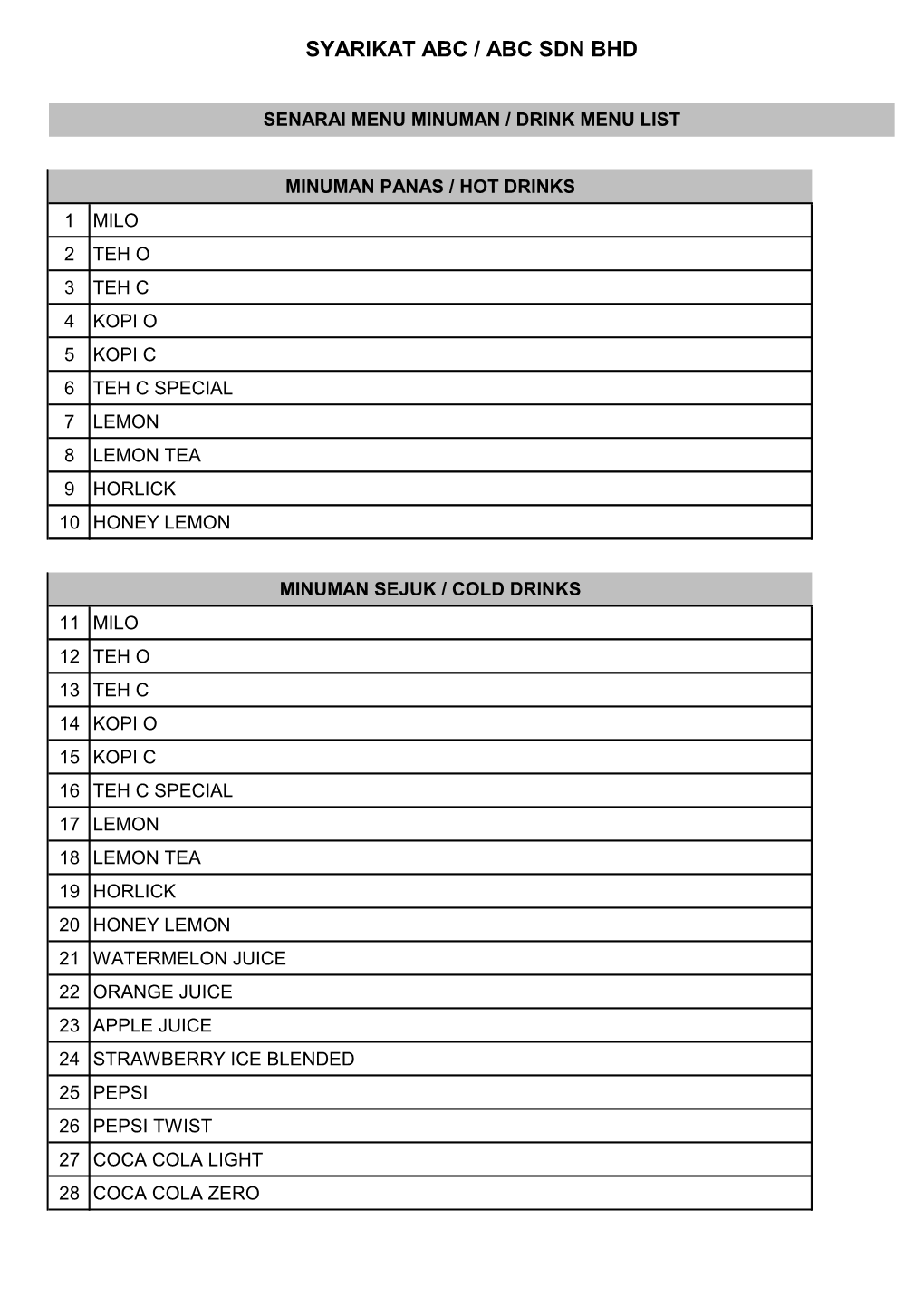 Contoh Template Menu Dan Bahan Ramuan