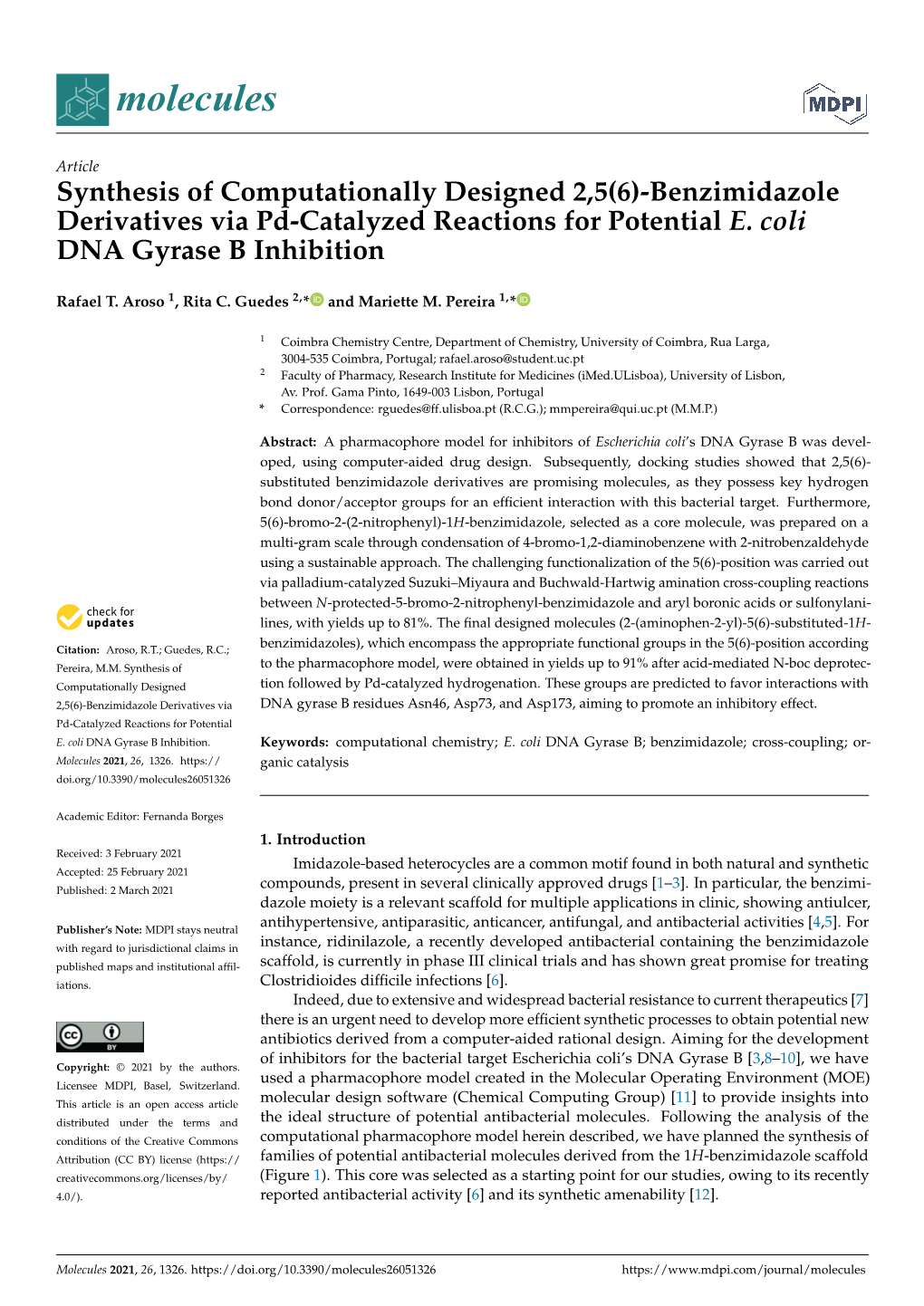 Synthesis of Computationally Designed 2,5(6)-Benzimidazole Derivatives Via Pd-Catalyzed Reactions for Potential E