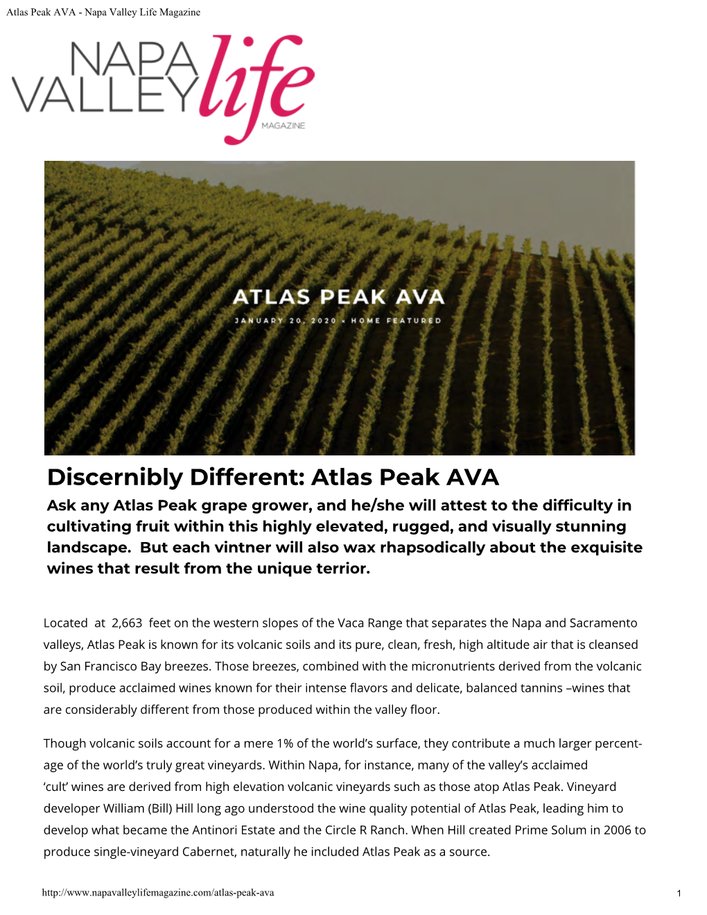 Atlas Peak AVA - Napa Valley Life Magazine