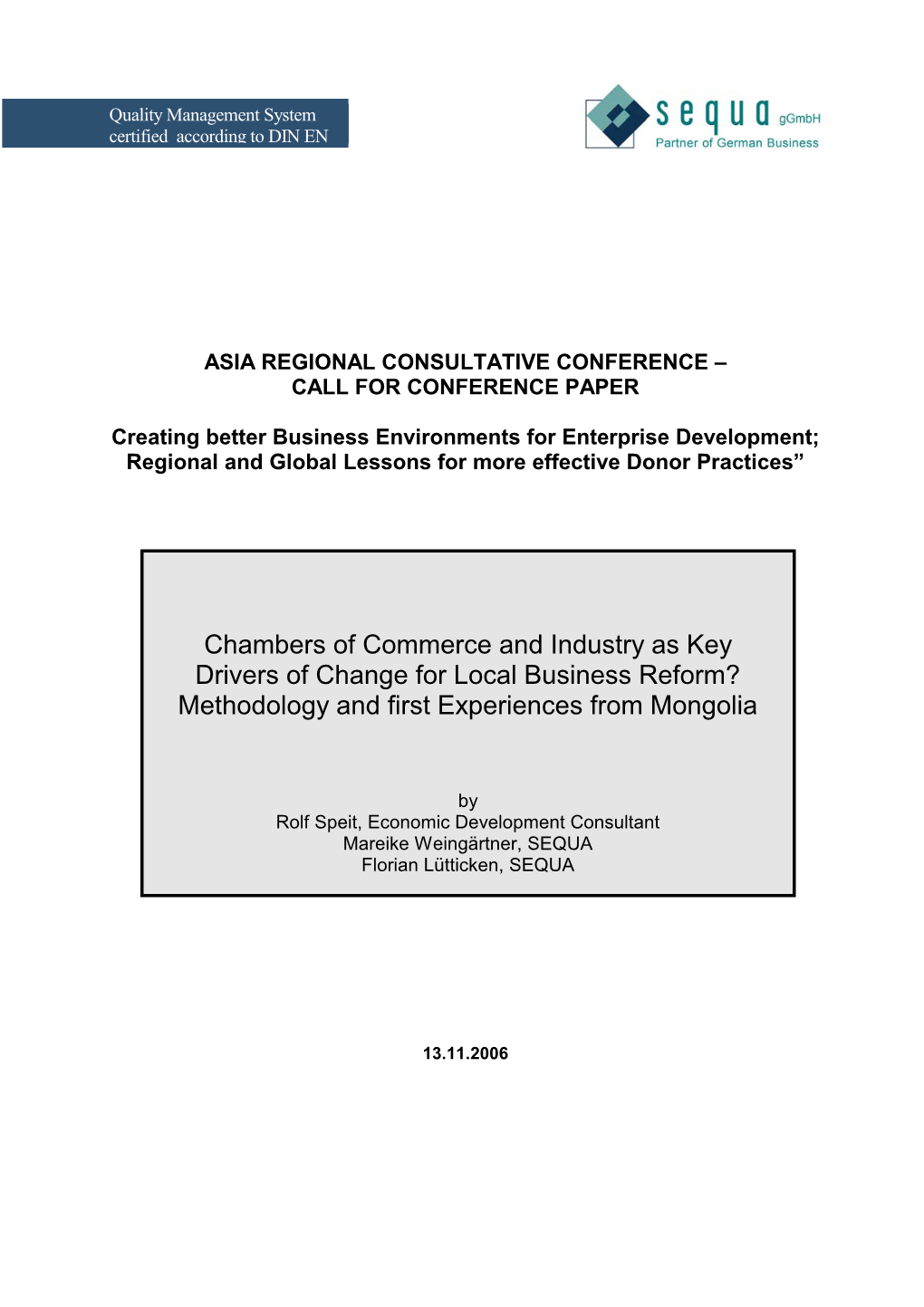Chambers of Commerce and Industry As Key
