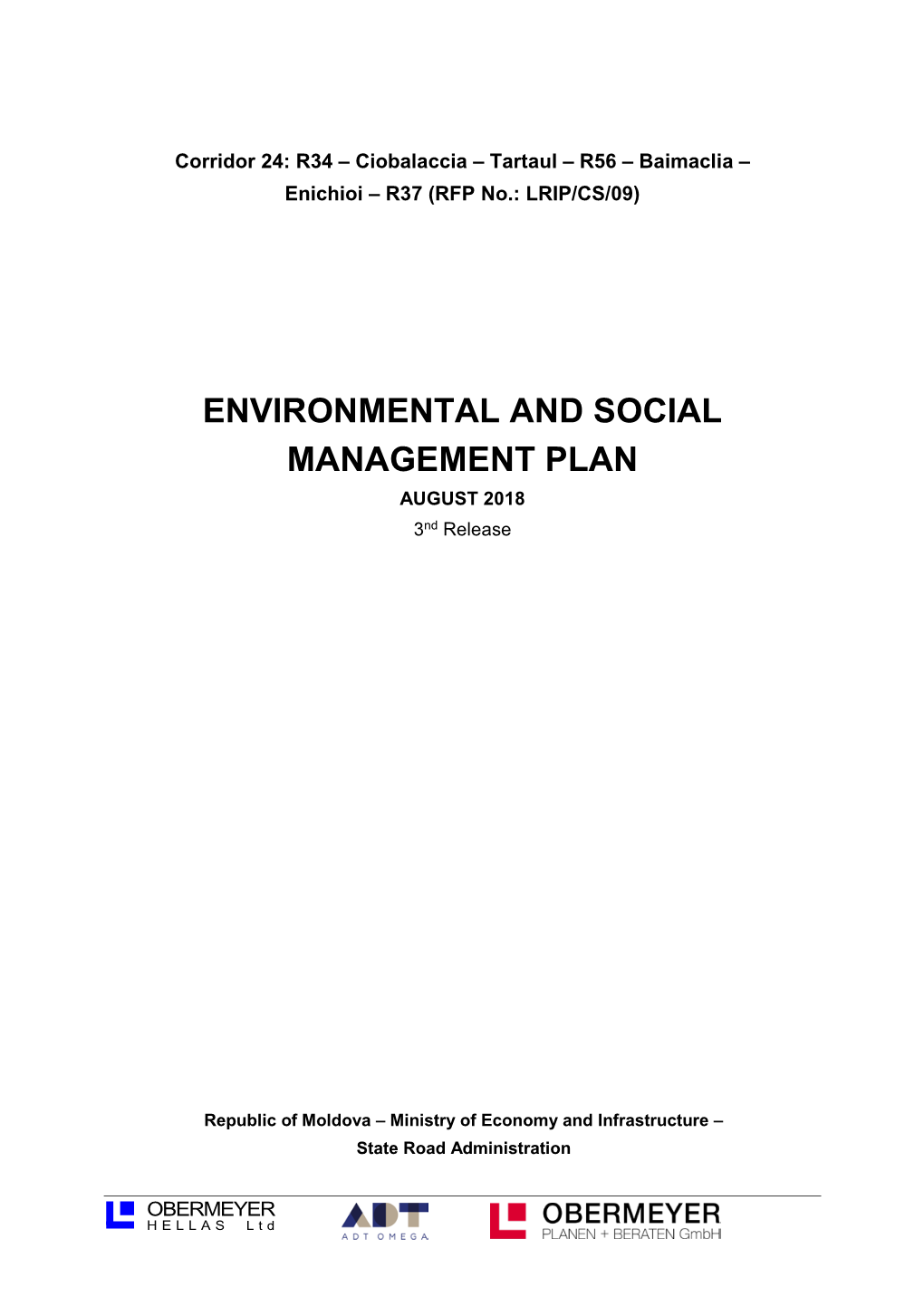 ENVIRONMENTAL and SOCIAL MANAGEMENT PLAN AUGUST 2018 3Nd Release
