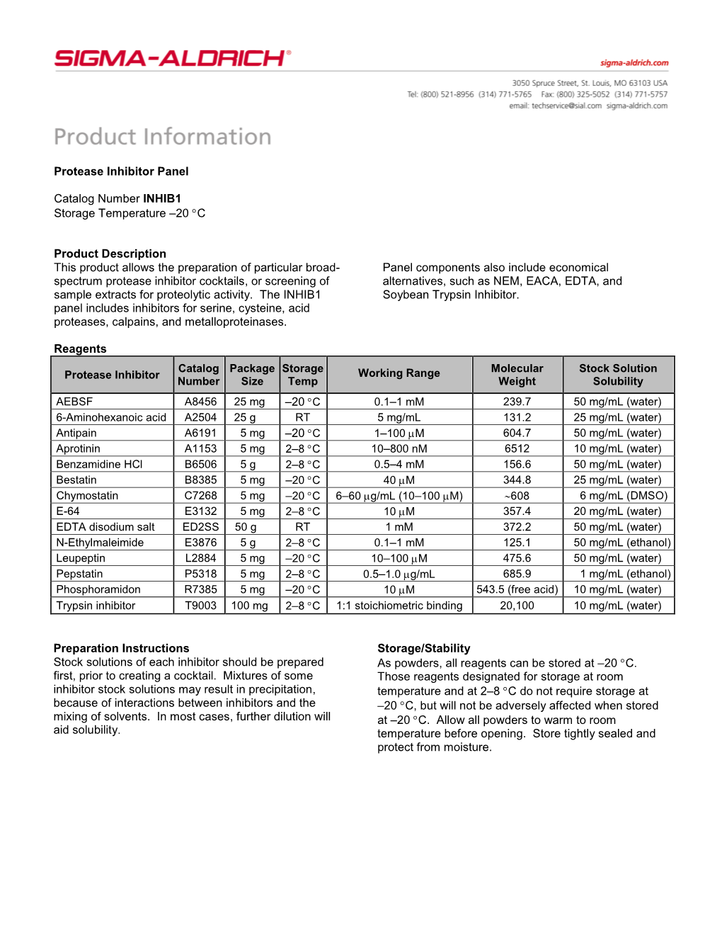 Protease Inhibitor Panel