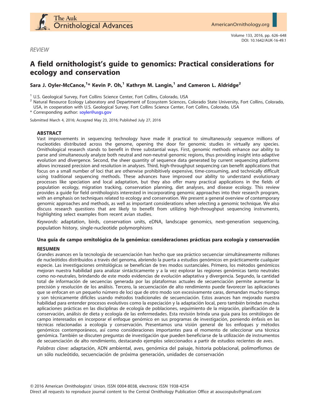 A Field Ornithologist's Guide to Genomics: Practical Considerations