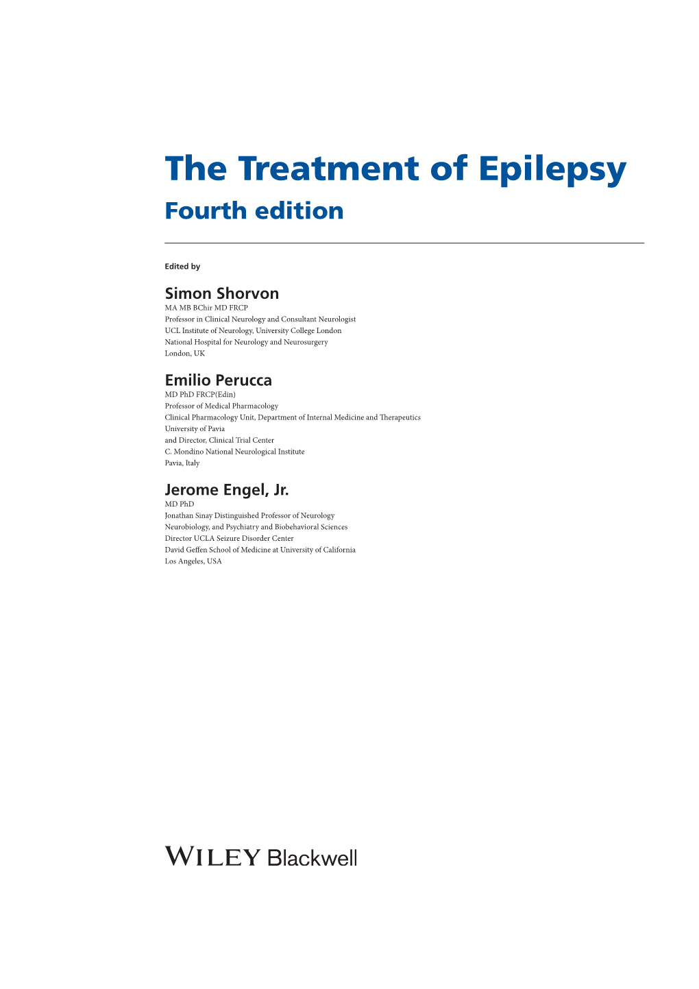 The Treatment of Epilepsy Fourth Edition