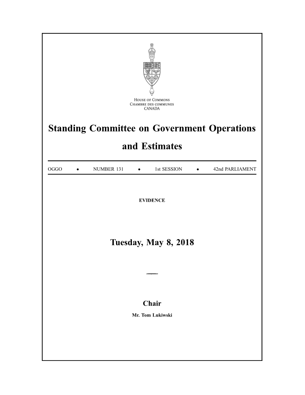 Standing Committee on Government Operations and Estimates