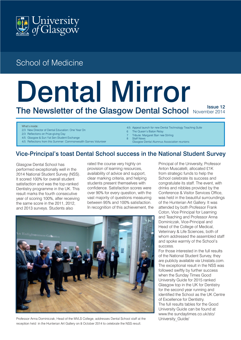 The Newsletter of the Glasgow Dental School November 2014