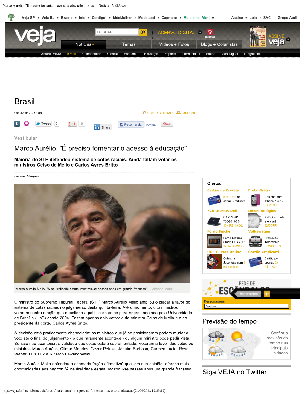 Marco Aurélio: "É Preciso Fomentar O Acesso À Educação" - Brasil - Notícia - VEJA.Com