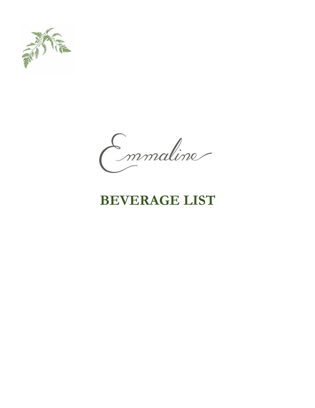Beverage List
