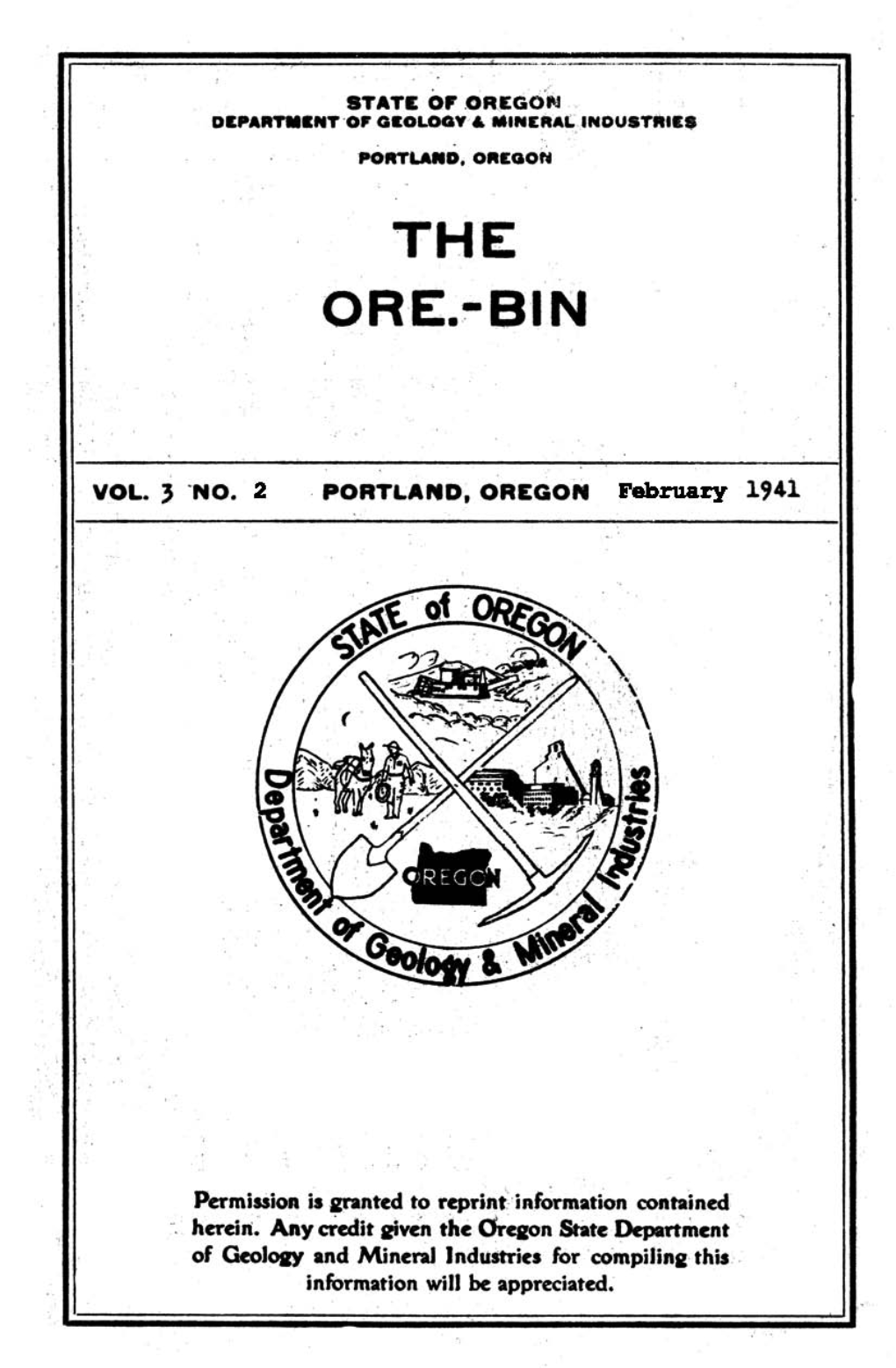 Ore Bin / Oregon Geology Magazine / Journal