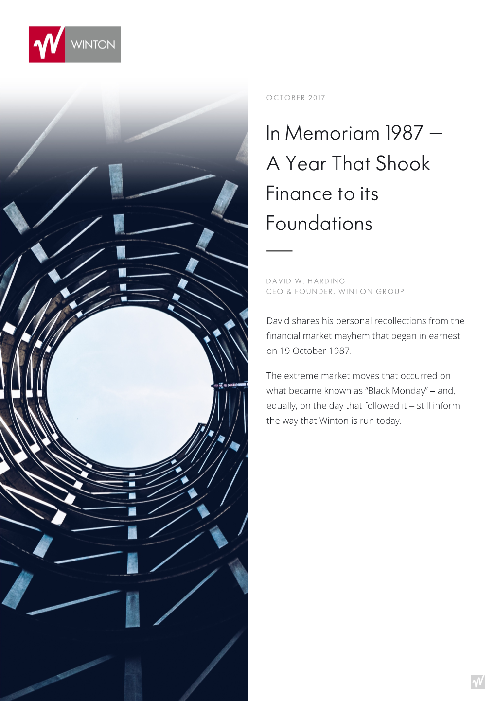 In Memoriam 1987 ‒ a Year That Shook Finance to Its