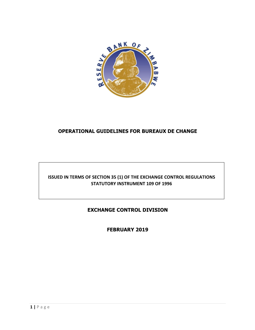 Operational Guidelines for Bureaux De Change