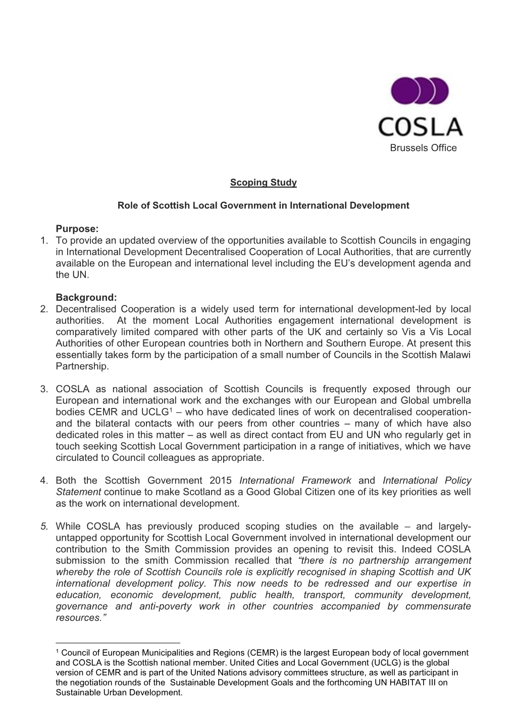 Role of Scottish Local Government in International Development