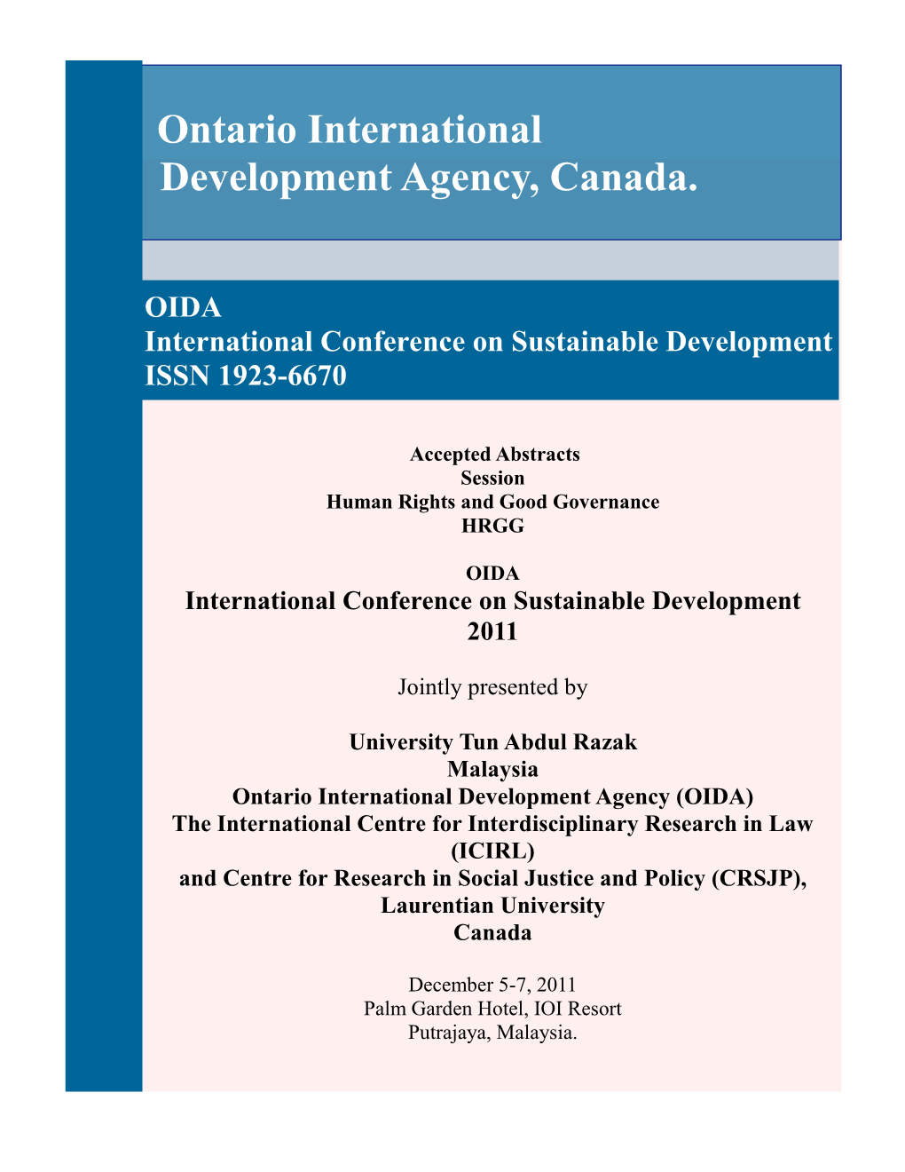 Ontario International Development Agency, Canada