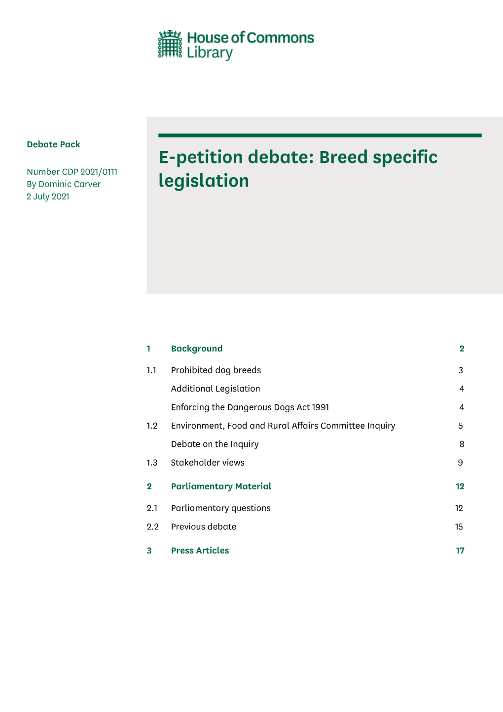 E-Petition Debate: Breed Specific Legislation