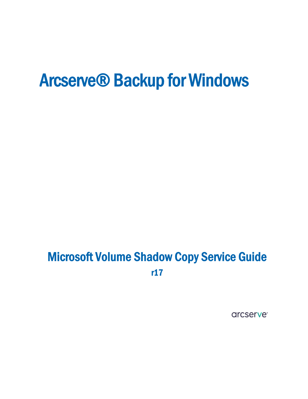Microsoft Volume Shadow Copy Service Guide R17