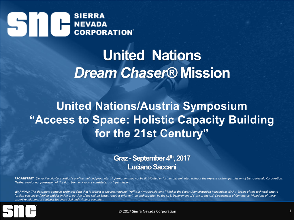 United Nations Dream Chaser® Mission