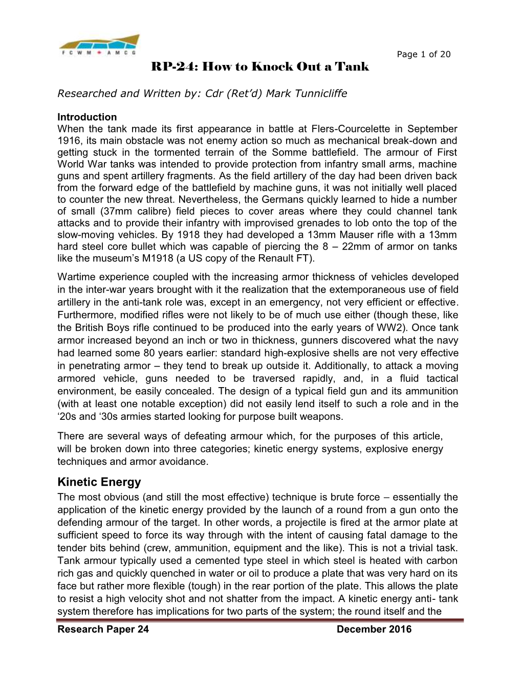 RP-24: How to Knock out a Tank Kinetic Energy