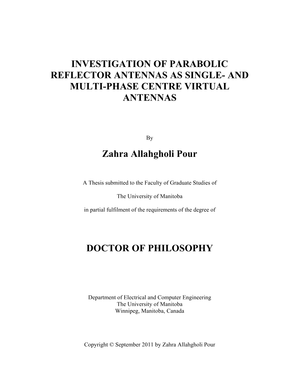 Investigation of Parabolic Reflector Antennas As Single- and Multi-Phase Centre Virtual Antennas