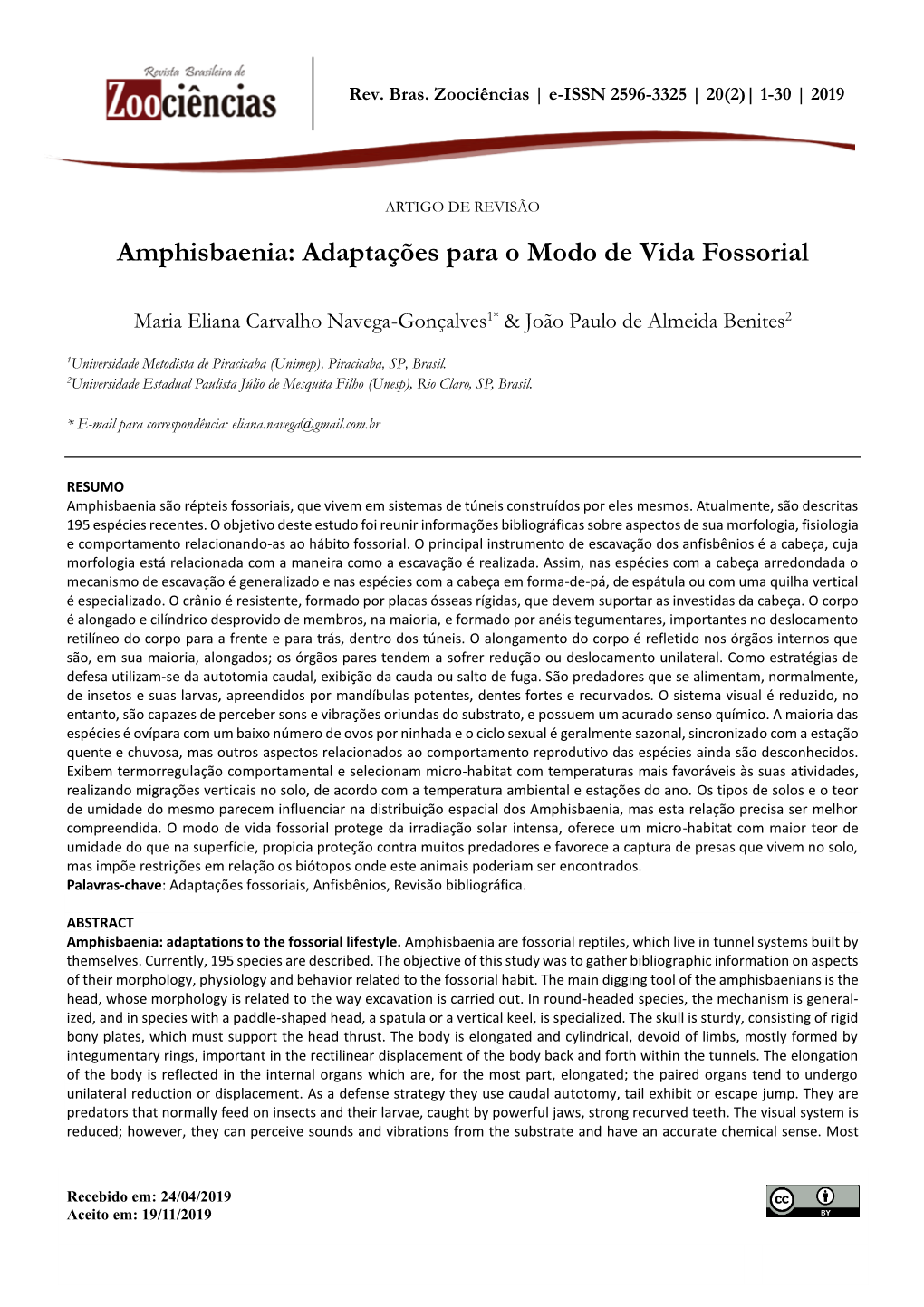Amphisbaenia: Adaptações Para O Modo De Vida Fossorial