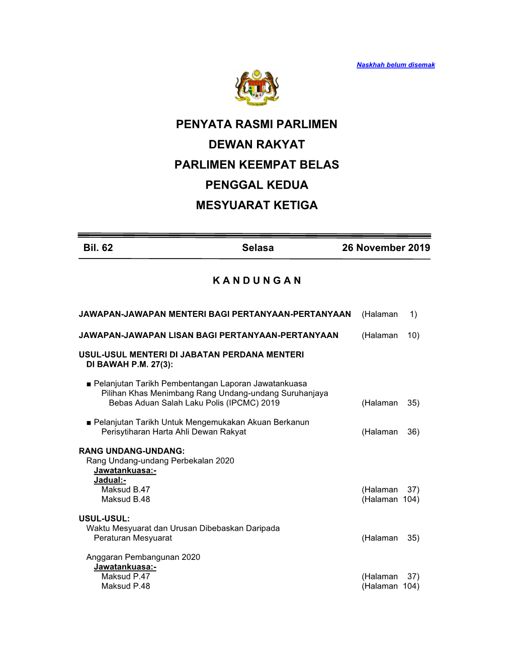 Penyata Rasmi Parlimen Dewan Rakyat Parlimen Keempat Belas Penggal Kedua Mesyuarat Ketiga