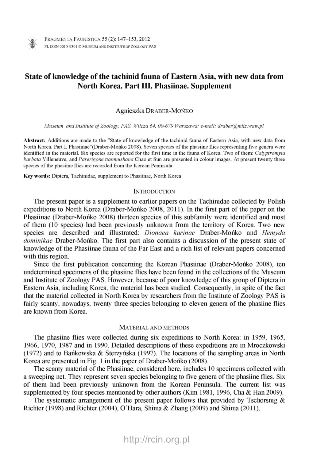 State of Knowledge of the Tachinid Fauna of Eastern Asia, with New Data from North Korea. Pt. 3, Phasiinae. Supplement