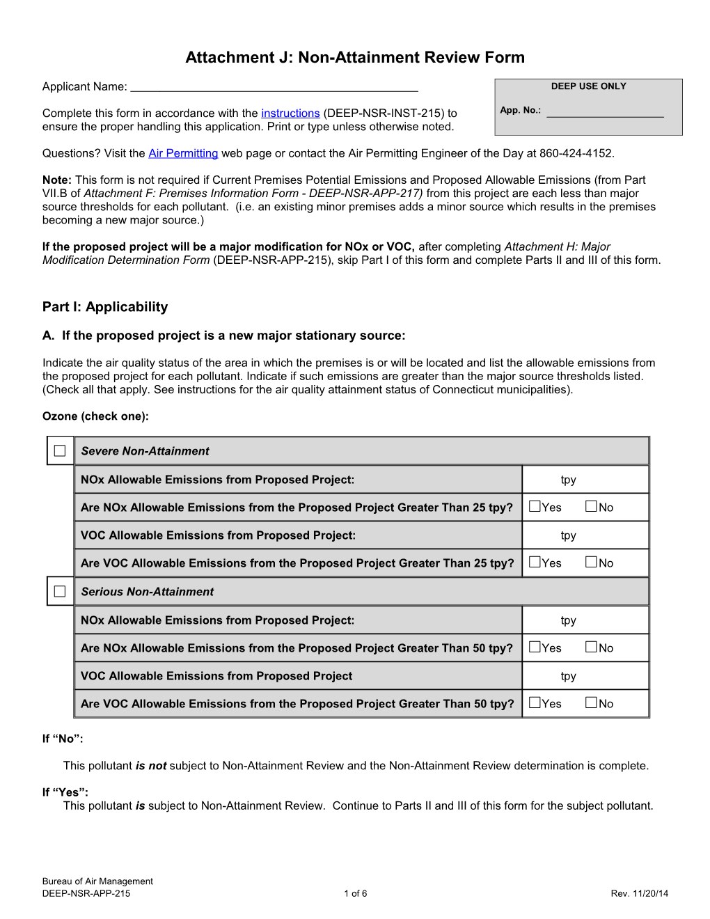 Attachment J: Non-Attainment Review Form