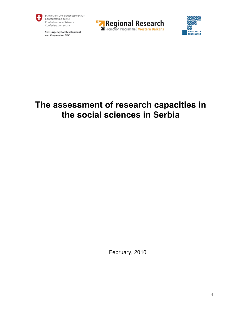 The Assessment of Research Capacities in the Social Sciences in Serbia
