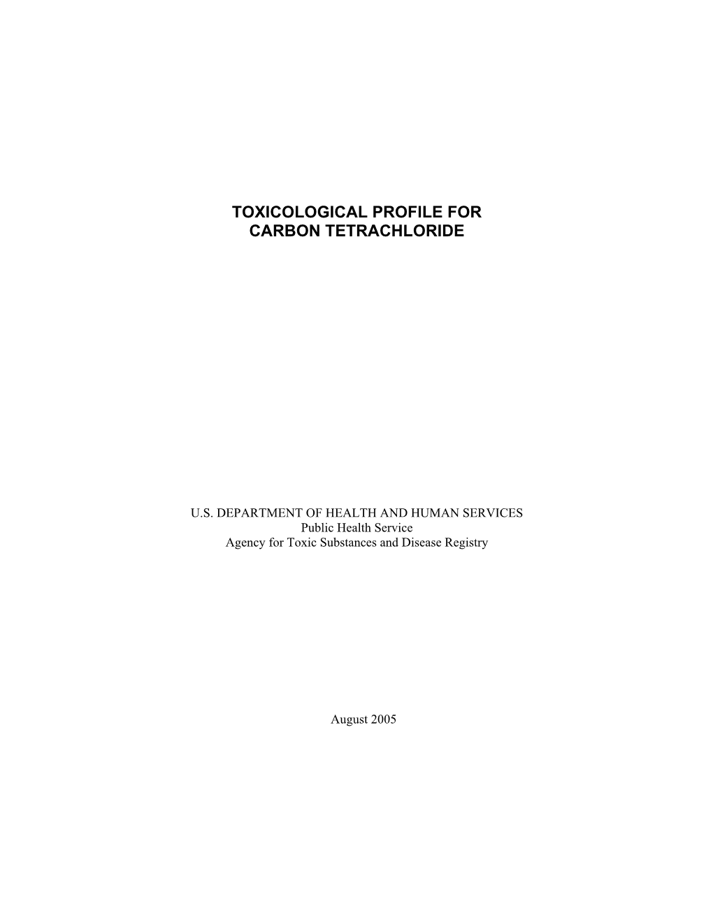 Toxicological Profile for Carbon Tetrachloride