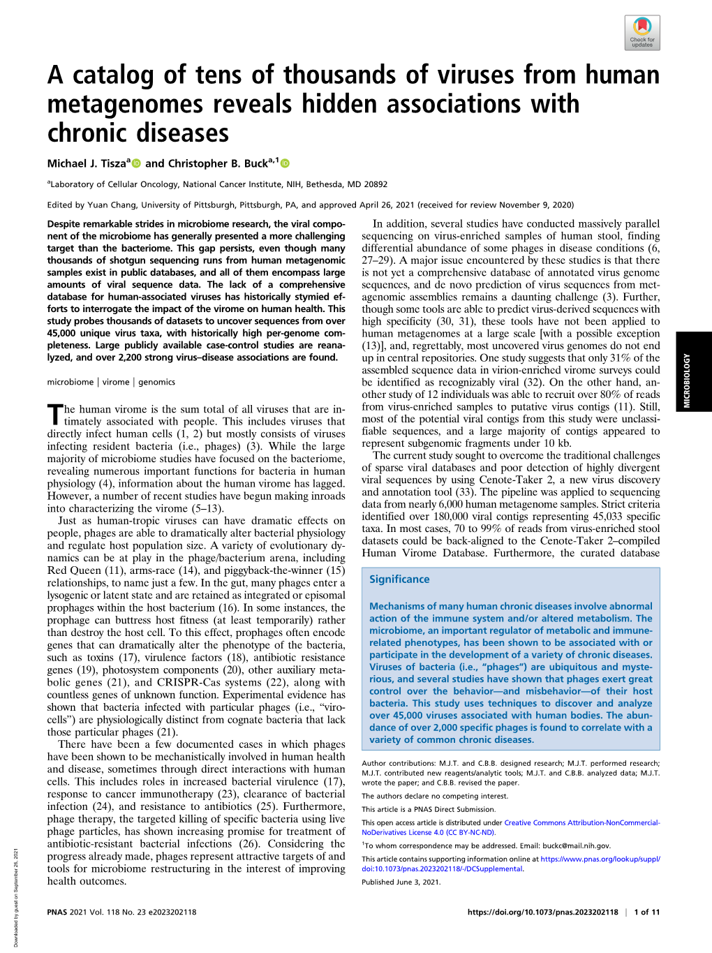 A Catalog of Tens of Thousands of Viruses from Human Metagenomes Reveals Hidden Associations with Chronic Diseases