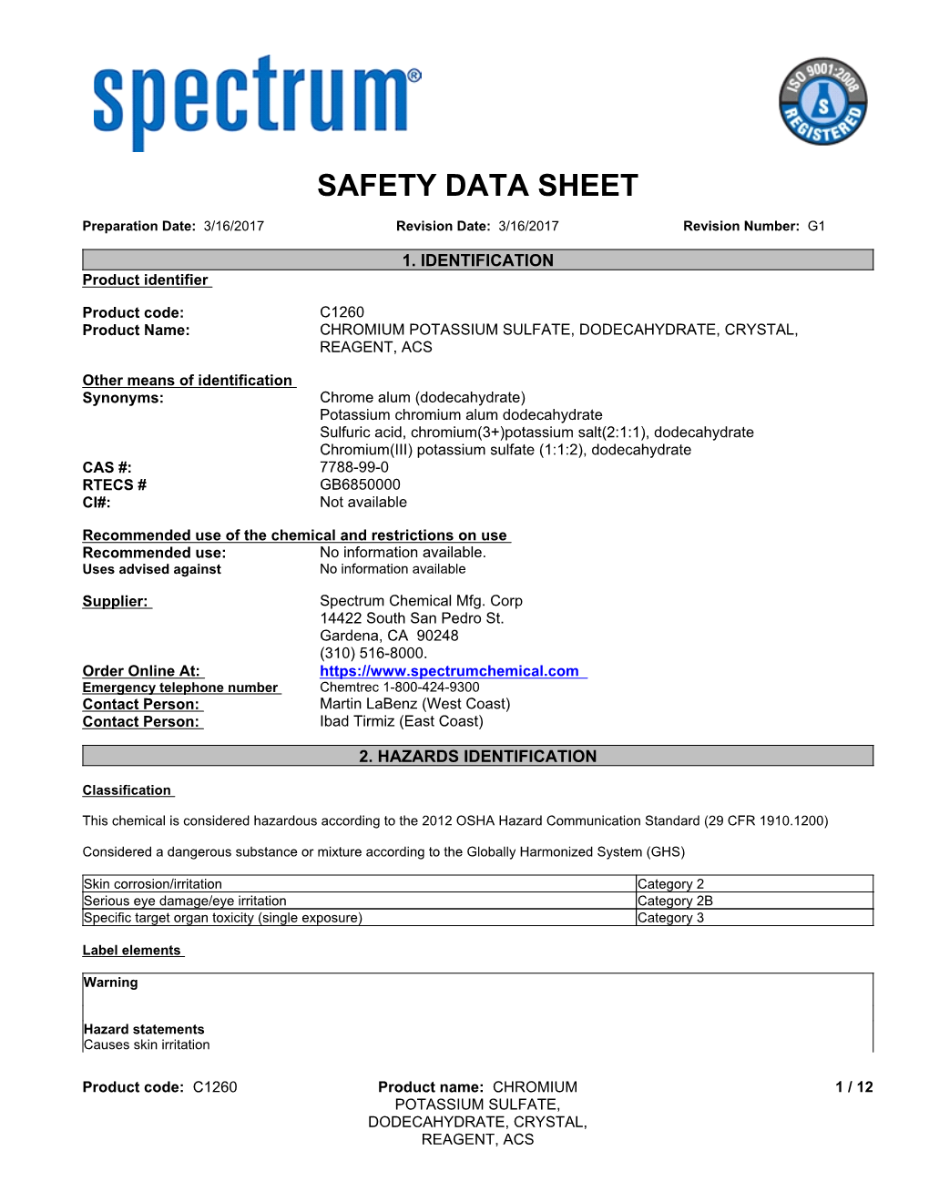 Safety Data Sheet