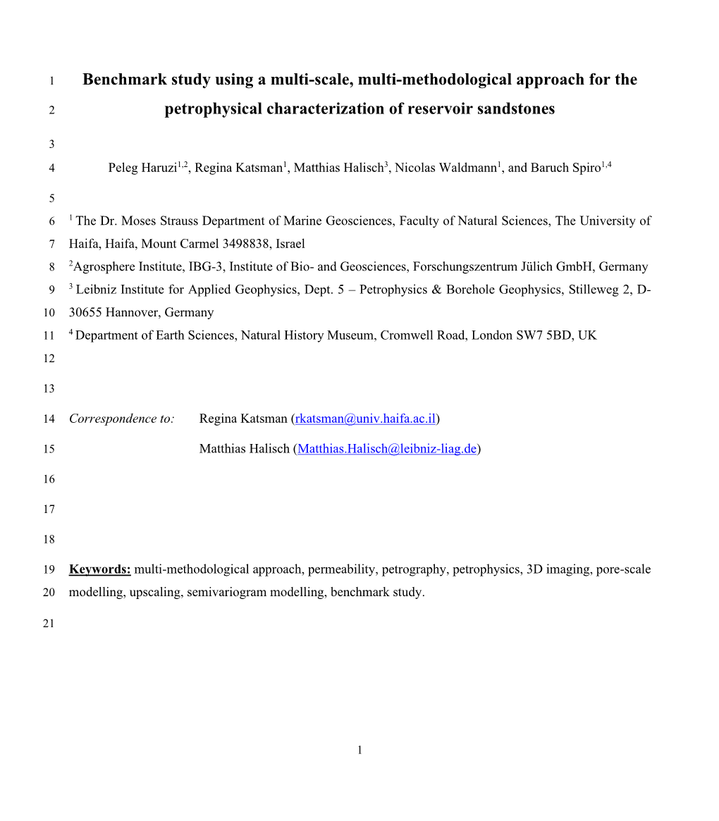 Petrophysical Characterization of Reservoir Sandstones