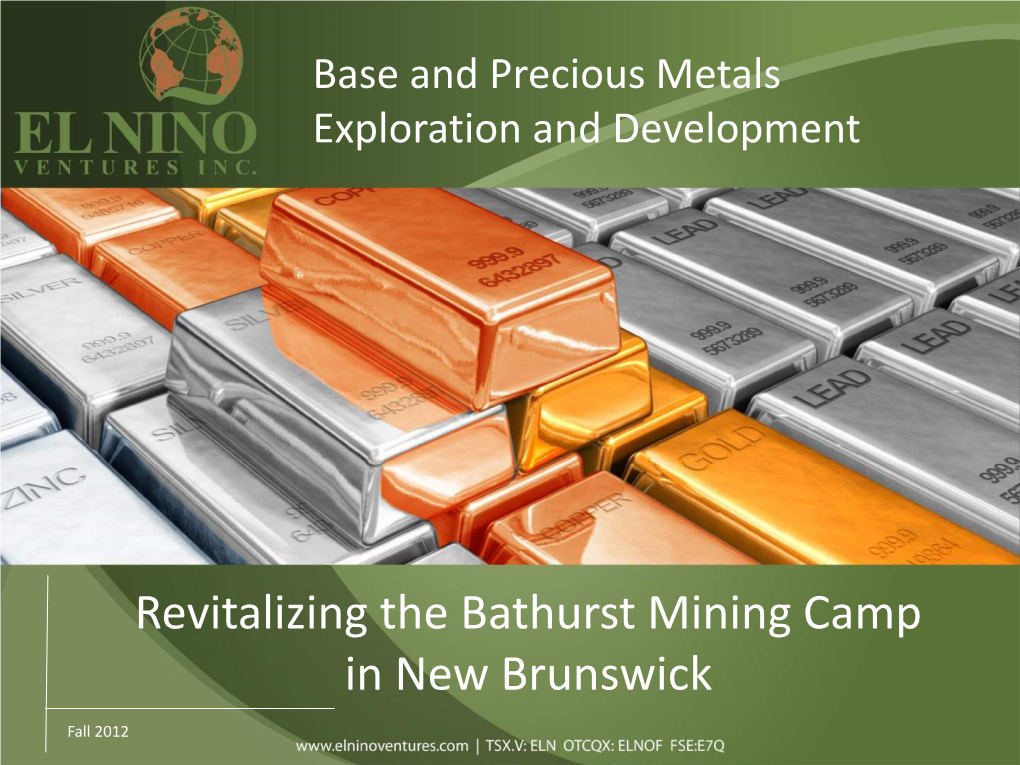 Revitalizing the Bathurst Mining Camp in New Brunswick