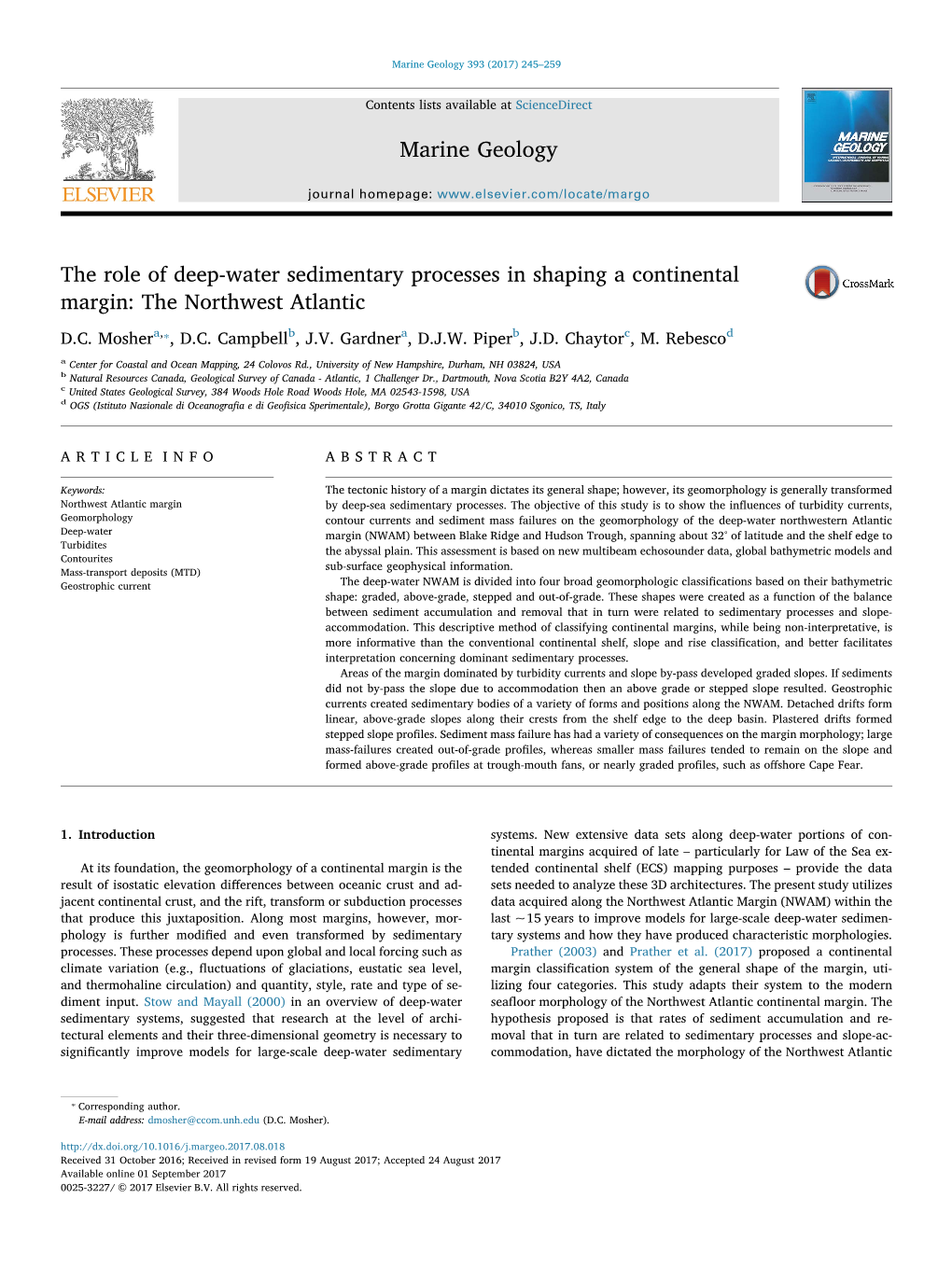 The Role of Deep-Water Sedimentary Processes in Shaping a Continental MARK Margin: the Northwest Atlantic