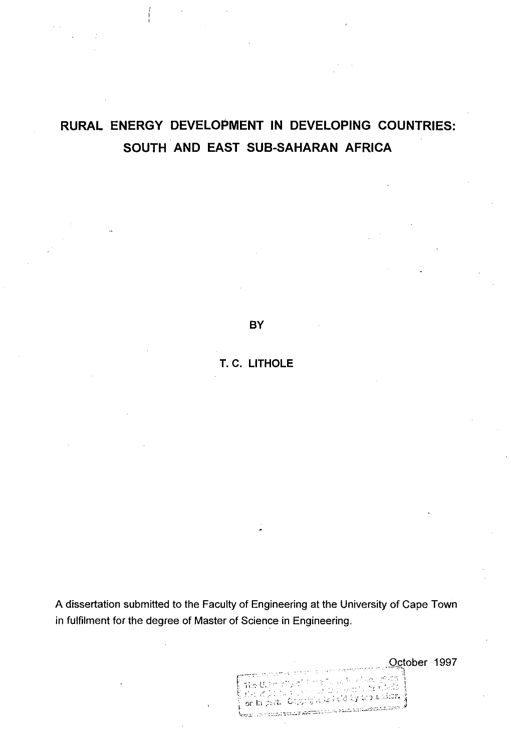 South and East Sub-Saharan Africa