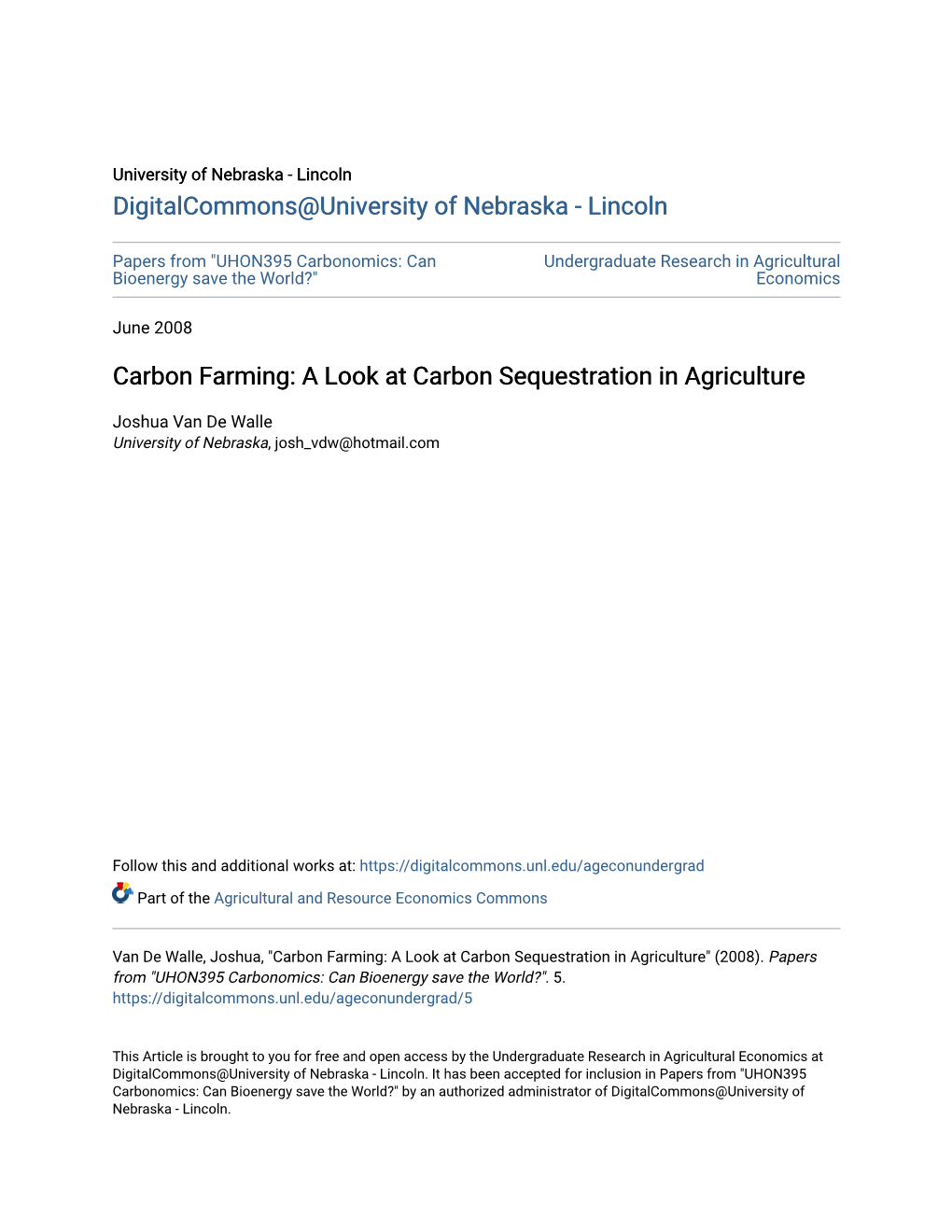 Carbon Farming: a Look at Carbon Sequestration in Agriculture