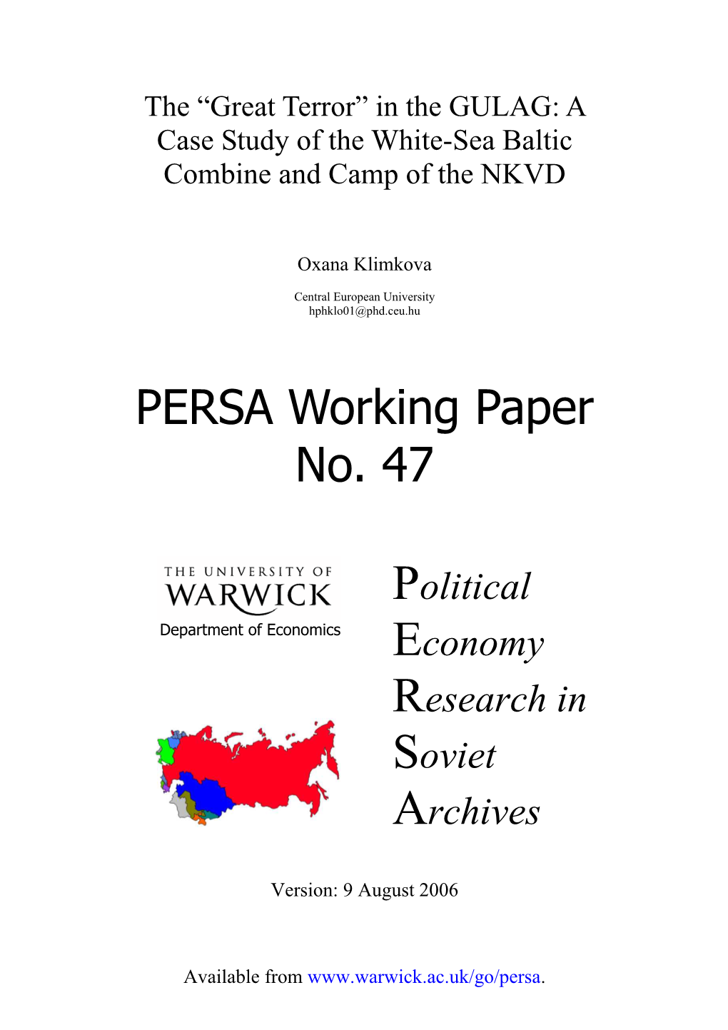 PERSA Working Paper No. 47