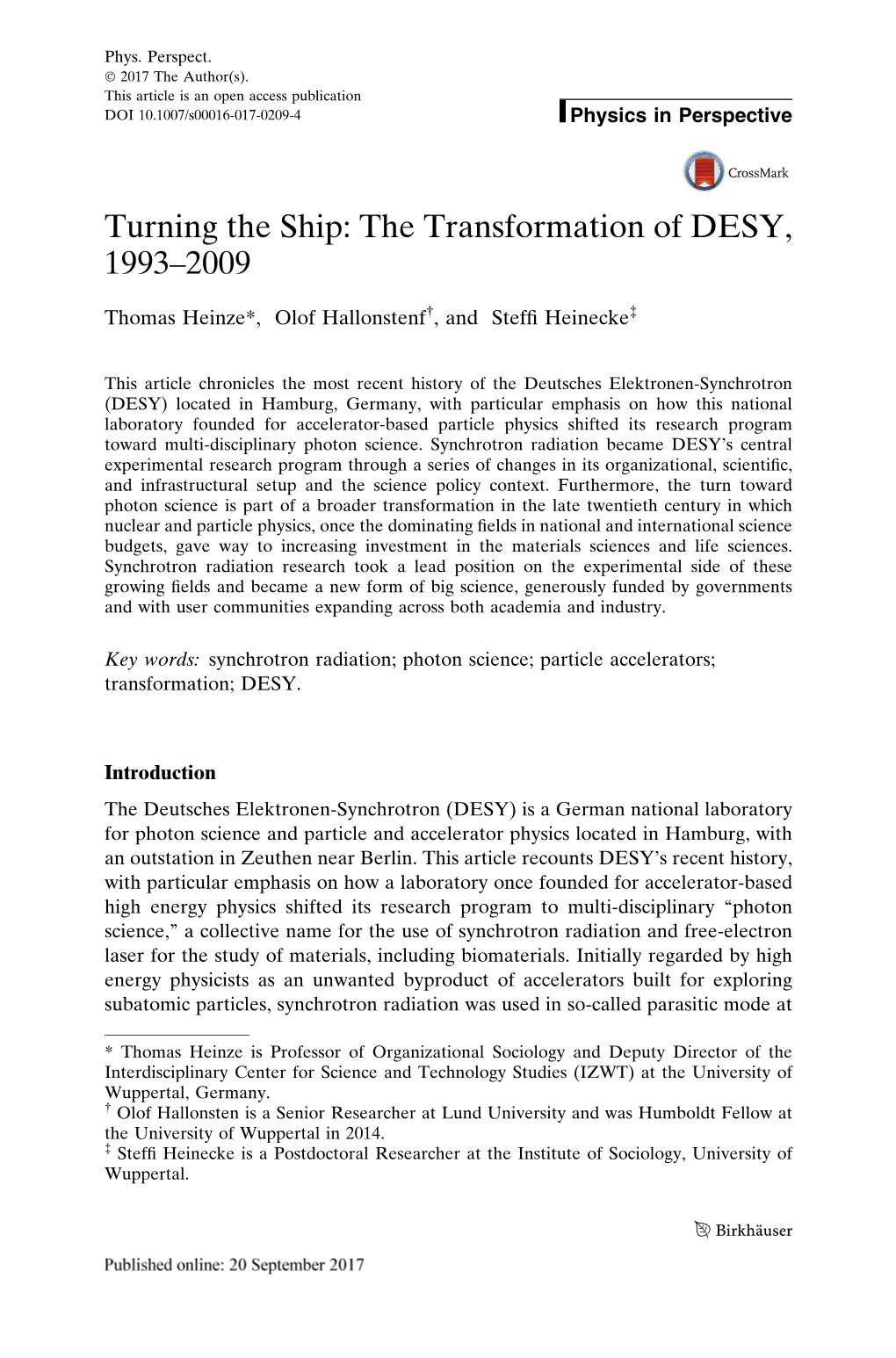 Turning the Ship: the Transformation of DESY, 1993–2009